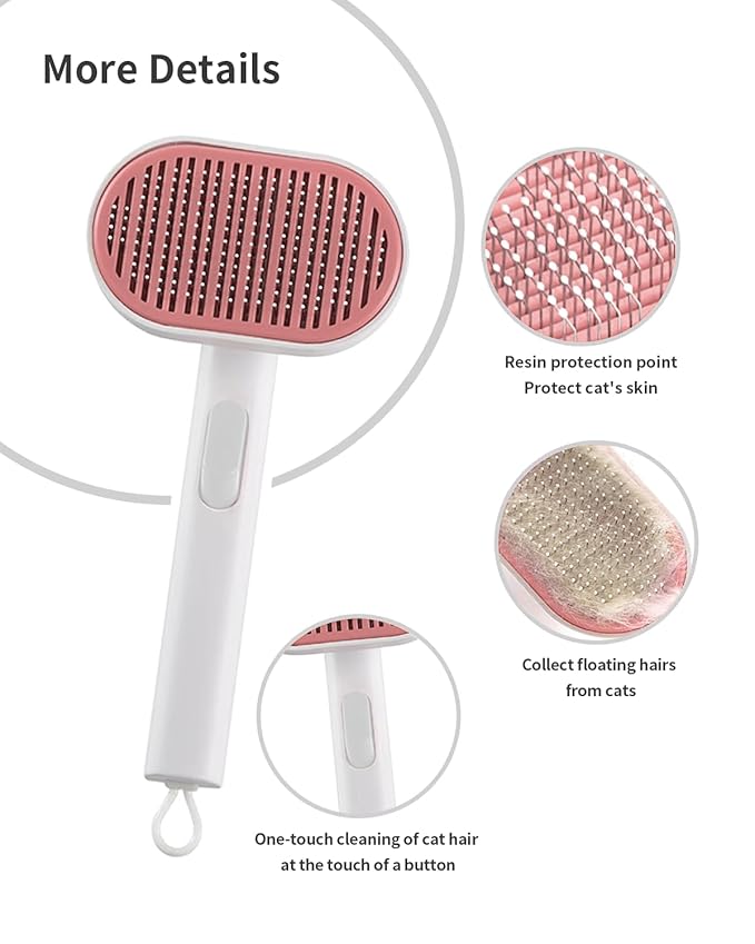 Cat Brush With Release Button - Self-Cleaning Sliker for Indoor Short Cats, Effortless Hair Removal, Gentle on Skin, Grooming for Shedding and Loose Fur-Mewly Pet