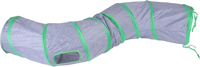 iCAGY Cat Tunnel for Indoor Cats Interactive, Rabbit Tunnel Toys, Pet Toys Play Tunnels for Cats Kittens Rabbits Puppies Crinkle Pop Up Gray 47" Shape S-Mewly Pet