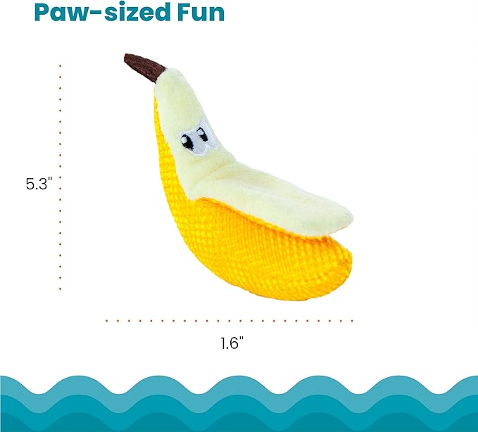 Catstages Dental Banana Cat Toy with Catnip, Interactive Chew for Healthy Teeth and Gums, Engages Hunting Instincts, Durable Indoor Play for Cats, Yellow-Mewly Pet