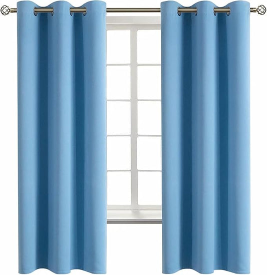 BGment Room Darkening Curtains 63 Inches Long - Grommet Thermal Insulated Drapes Window Treatment Curtains for Bedroom, 2 Panels, 42 x 63 Inch, Sky Blue