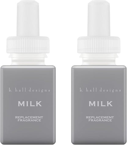 Pura & K. Hall Designs Home Scent Refill - Smart Home Air Diffuser - up to 120-Hours of Premium Fragrance per Refill - Household Essential - Clean & Safe Diffuser Fragrance - 2 Pack, Milk
