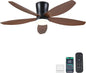 Ceiling Fans with Lights-48 Low Profile Ceiling Fan with Light and Remote/APP Control,Flush Mount,DC Reversible,LED Dimmable Modern Ceiling Fans for Bedroom,Indoor/Outdoor Patio Use(Brown)