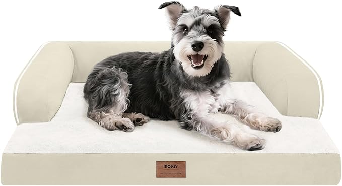 Small Dog Bed Waterproof Orthopedic Dog Beds for Medium Sized Dogs Comfy Pet Cat Bed with Sides, Washable Removable Cover-Mewly Pet