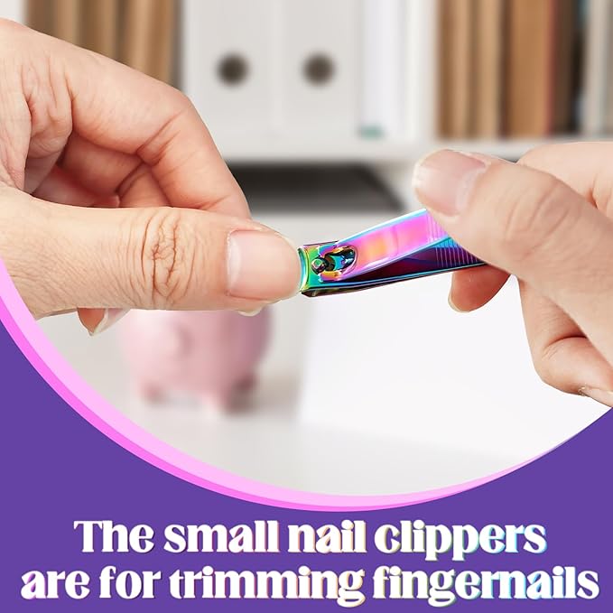 Rocutus 2pcs/Set Portable Nail Scissors Adult Pedicure Nail Clippers Household Small Scissors Foot Manicure Scissors Manicure Tools (Bight Colorful)-Mewly Pet