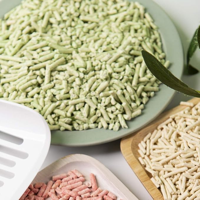 I AM TOFU - Tofu Cat Litter, Natural Flushable, Dust Free, Extra Clumping Pellet Litter (10 LBS, Green Tea)-Mewly Pet