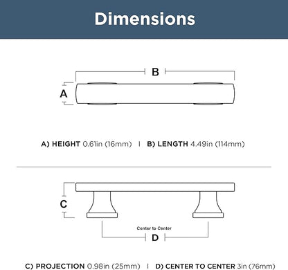 FRANKLIN BRASS Tiered Foot (10-Pack) Cabinet Handles 3" Hole Center Pulls | Satin Nickel Hardware Kitchen Door, Drawers, Dressers, Furniture P49572C-SN-B