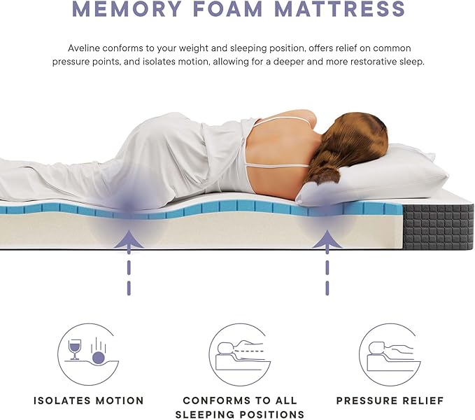 Modway Aveline Gel Infused Memory Mattress with CertiPUR-US Certified Foam, Full, White
