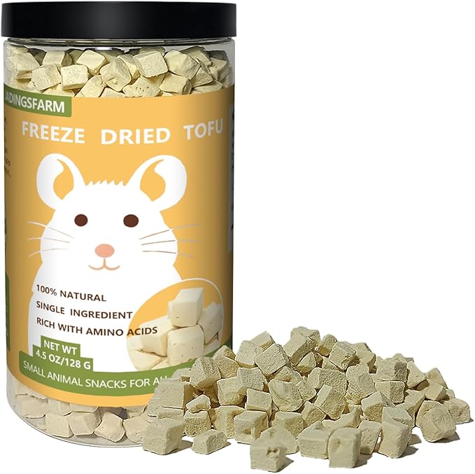 Freeze-Dried Tofu Hamster Treats, Grain-Free & Healthy Chews, High Protein Natural Snacks for Small Pets, Rabbits, Gerbils, Mice Degus, Chinchilla, 4.5 oz Pack-Mewly Pet