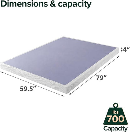 ZINUS Edgar 4 Inch Bamboo Box Spring, Mattress Foundation, Sturdy Bamboo Structure, Low Profile, Easy Assembly, Queen