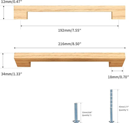 Burlywood Square 7-1/2in 4 pcs Wooden Drawer Pulls Handle pulls for cabinets Kitchen Cabinet Drawer pulls Cabinet Door Pull