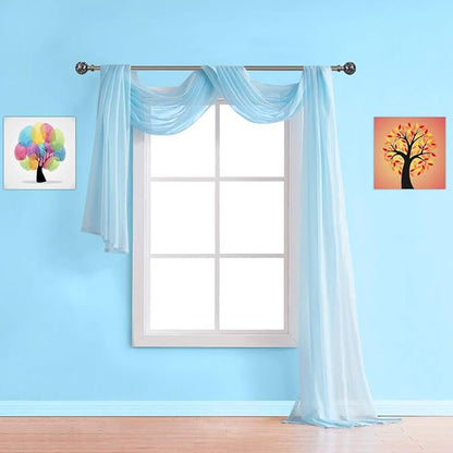 Warm Home Designs Extra Long Baby Blue Sheer Window Scarf. Valance Scarves are 54 X 216 Inches. Great As Wedding Arch Draping Fabric, Bed Canopy Or for Decorative Project. AM Baby Blue 216"