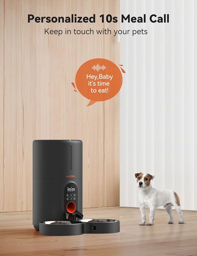 WOPET Automatic Cat Feeders 2 Cats-Timed Cat Feeder with Stainless Steel Bowl, Programmable 1-6 Meals Control, Dual Power Supply Auto Pet Feeder for Cats and Dogs-Mewly Pet