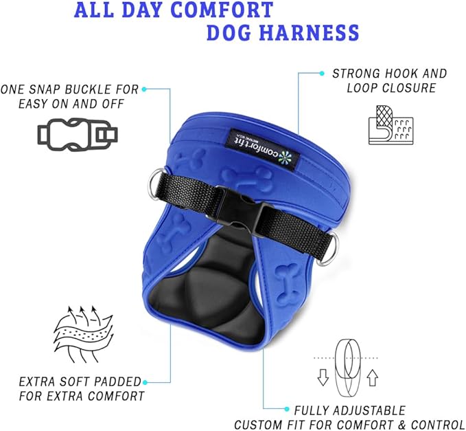Comfort Fit Dog Harness No Pull with Adjustable Buckles Soft Padded Reflective Choke Step-in Pet Vest with Easy Control Handle for Small Medium Large Dogs & Puppies for Walking Running Training-Mewly Pet