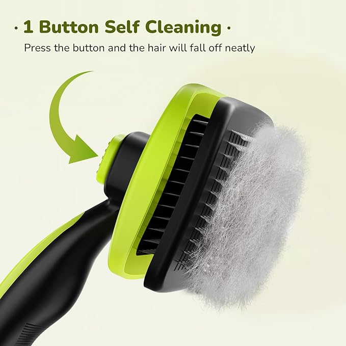 Pecute Self-Cleaning Slicker Brush for Dogs, Cats, Lightweight Dog Brush for Shedding Massaging Grooming, Cat Brush Gently Removes Loose Fur Undercoat for Dogs Cats Rabbits of All Hair Types-Mewly Pet