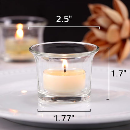 Letine Tealight Candle Holder Set of 12- Clear Glass Votive Candle Holders Bulk for Christmas Decorations, Wedding, Party & Home Decor