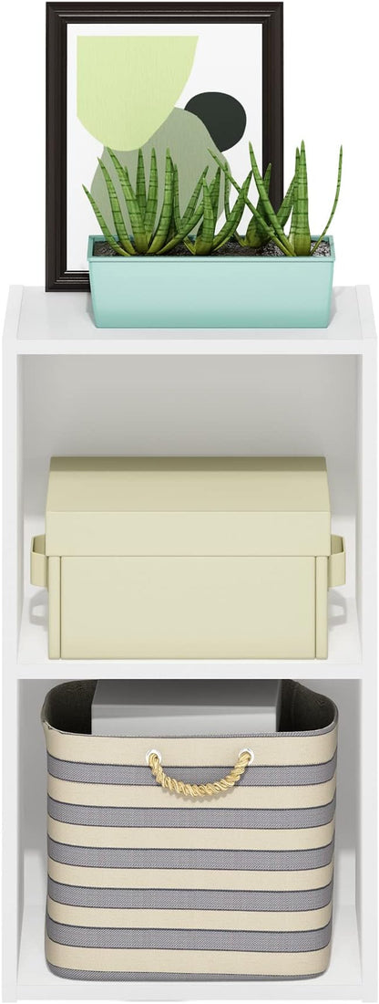 Furinno PASIR Book Shelf, 2-Tier Modern Bookshelf, Open Shelves Bookcase 9" x 12" x 21", for Living Room, Bedroom, Home Office, White