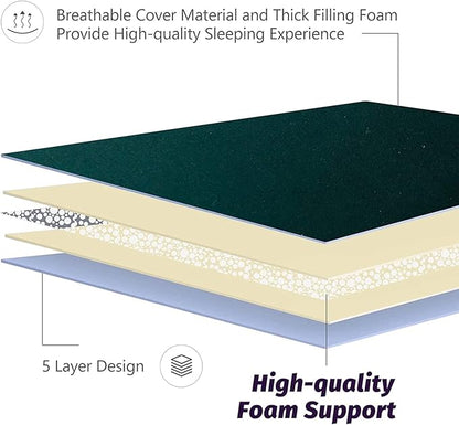 MAXYOYO Japanese Floor Mattress Futon Mattress, Thicken Sleeping Pad Foldable Roll Up Floor Futon for Adults Tatami Mat Dormitory Bed Lounger, Dark Green, Twin Size