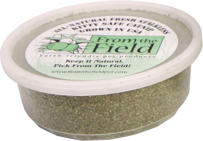 from The Field | Fine Ground Stalkless Catnip | Premium USA-Grown Catnip for Toys & Playtime | Fresh, Potent, Non-Toxic, Eco-Friendly | Safe for Kittens & Cats | Resealable 2 Oz Tub-Mewly Pet