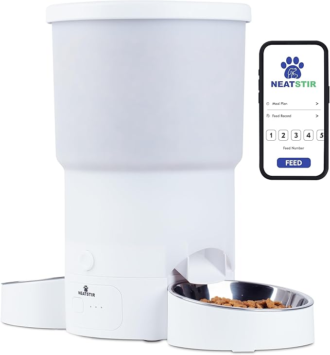 Automatic Cat Feeder for 2 Cats – Dual Food Dispenser with App Control, 5L Capacity (20 Cups), Smart Cat Food Dispenser for Multi Cats, Dual Pet Feeder with Stainless Steel Bowls and WiFi-Mewly Pet