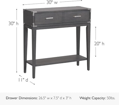 Leick Home 24032 Beckett One Drawer Hall Stand with Shelf for Living Room, Hallway, Entryway, Anthracite/Pewter
