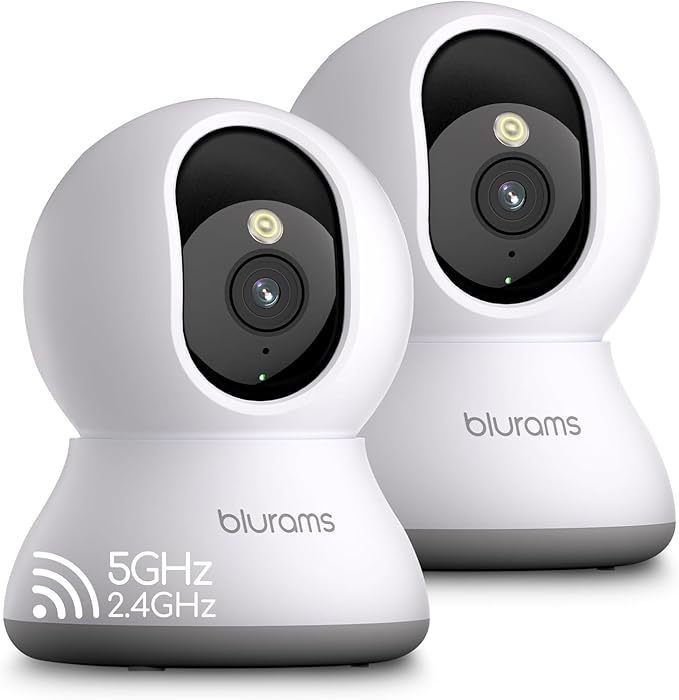 blurams Cameras for Home Security, 2K Pet Camera with Phone App, 360° PTZ Indoor Cameras, 2-Way Talk, Motion Tracking, Color/IR Night Vision, Cloud&SD, Works with Alexa (2Pack, 5GHz/2.4GHz Dual-Band)-Mewly Pet
