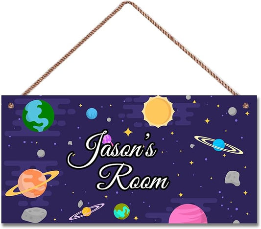 Personalized Sign Solar System Sign Sun Planet Wall Art Decoration Exquisite Decorative Signs Custom Name for Kids Room Wall Art Decor Outer Space Themed Nursery Decor For Boys Bedroom