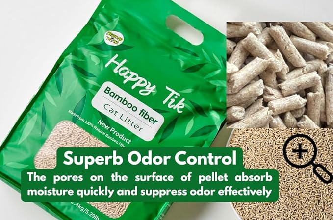 Plant-Based Bamboo Fiber Cat Litter, Green & Eco Friendly, Flushable & Resealable, Instant Clumping, Dust Free, Odor Control, 5.3Pounds, Unscented-Mewly Pet