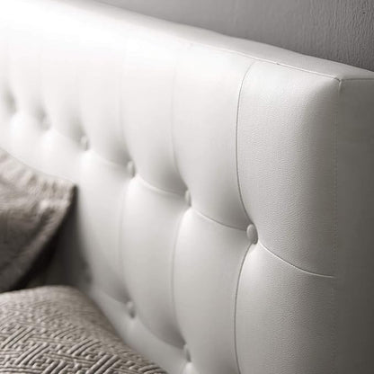 Modway Emily Tufted Button Faux Leather Upholstered King Headboard in White