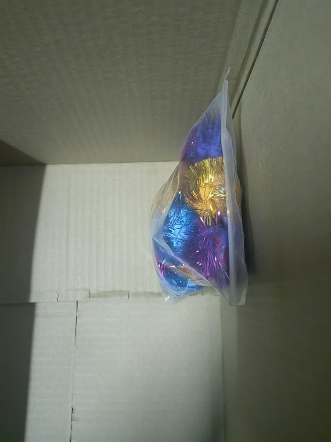 20 Pack 2 Inches Sparkle Balls for Cats, Large Size, Glitter Pom Poms Fuzzy Balls for Cats, Kitten Indoor Assorted Color Random-Mewly Pet