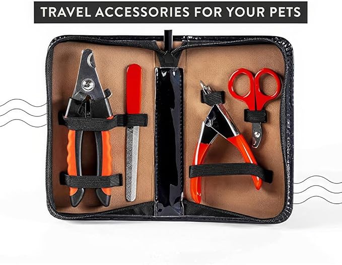 Pet Care Pedicure Kit for Dogs, Cats, Birds and Reptiles - Nail Clippers, File and Scissors Style Clippers Plus Case (3 Nail Clippers Plus Nail File)-Mewly Pet