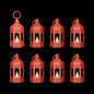 8 Pcs Mini Lantern with Flickering LED Candles, LLQ Orange Vintage Decorative Hanging Candle Lanterns for Halloween, Christmas, Wedding Decorations, Party, Table Centerpiece, Battery Included