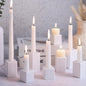 LETINE 12pcs White Vertical Stripe Glass Candlestick Holders - Modern Farmhouse Taper Candle Sticks Holder Set for Elegant Dining & Home Decor,Ideal Candle Holders for Wall, Living Room Decor