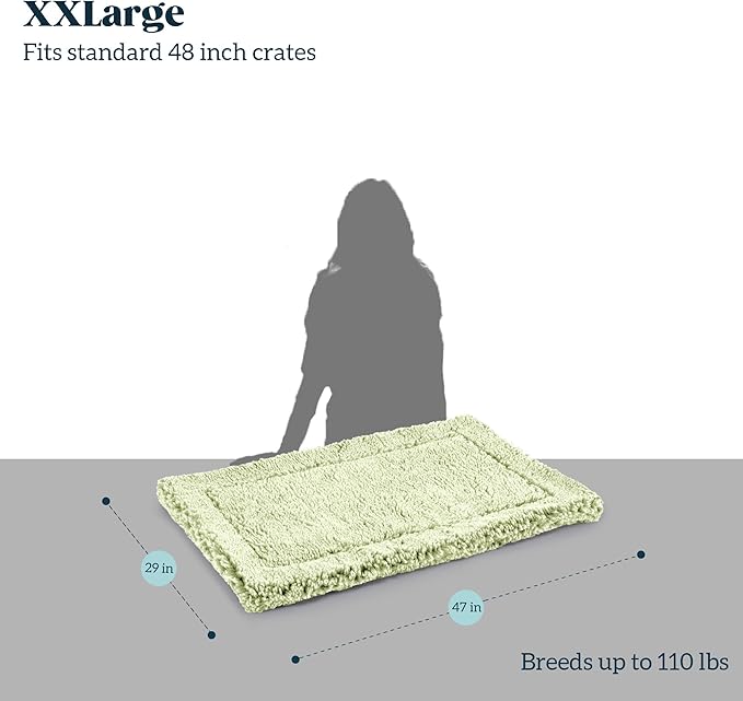 Stoutwool Indestructible Dog Bed - Fluffy Chew Proof Dog Crate Pad - Tough Kennel Pad for Aggressive Chewers - Ideal for Extra Large Breeds & Fits 48-Inch Crate - 47"x29", Gleam-Mewly Pet