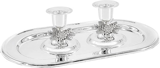 The Dreidel Company Shabbat Candlesticks Candle Holders Silver Plated, 2 Candlesticks Set (4 Sets)