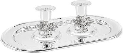 The Dreidel Company Shabbat Candlesticks Candle Holders Silver Plated, 2 Candlesticks Set (24 Sets)