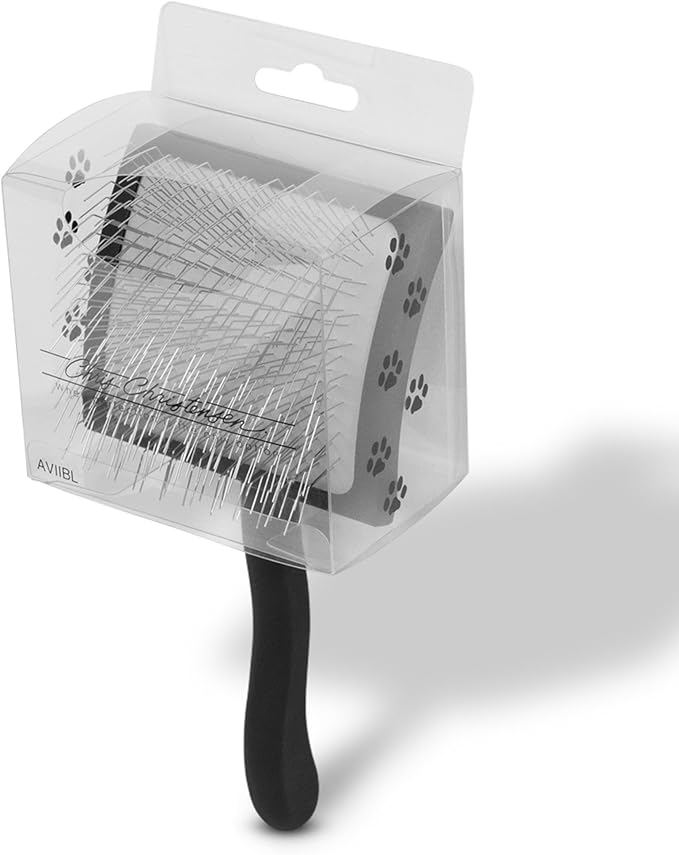 Chris Christensen Big K Dog Slicker Brush for Dogs (Goldendoodles, Labradoodles, Poodles), Groom Like a Professional, Fluff Detangle Style, Saves Time Energy, Black, Large-Mewly Pet