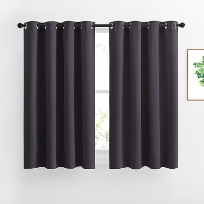 NICETOWN Bedroom Blackout Curtains and Drapes - Window Treatment Thermal Insulated Solid Grommet Blackout Draperies for Bedroom (Set of 2 Panels, 52 by 54 Inch, Greyish Purple)