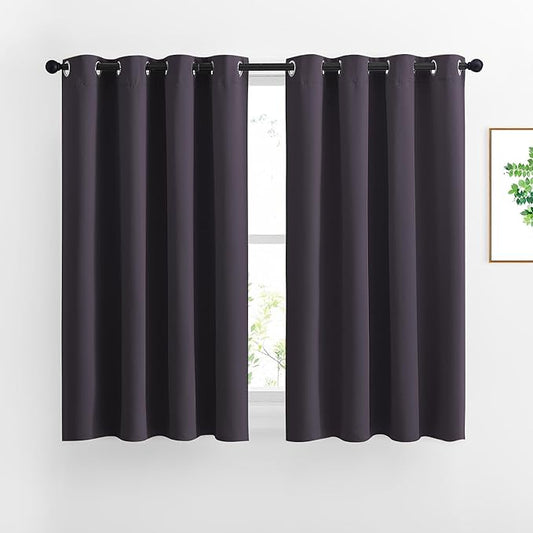 NICETOWN Bedroom Blackout Curtains and Drapes - Window Treatment Thermal Insulated Solid Grommet Blackout Draperies for Bedroom (Set of 2 Panels, 52 by 54 Inch, Greyish Purple)
