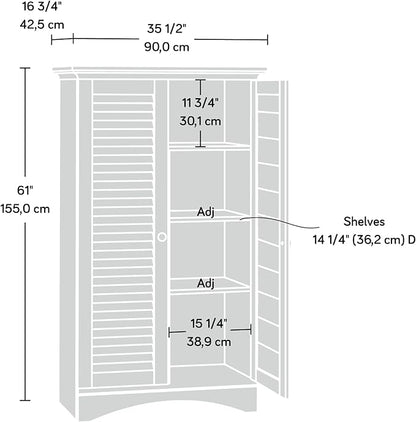 Sauder Harbor View Multipurpose Storage, Tall Pantry Cabinet, L: 35.43" x W: 16.73" x H: 61.02", Salt Oak