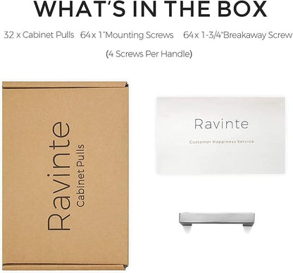 Ravinte 32 Pack 3 Inch Square Cabinet Handles Satin Nickel Pulls Brushed Nickel Drawer Pulls Kitchen Cupboard Hardware for Cabinets Cupboard Drawer Handles