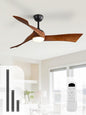 Sofucor 52 Inch Ceiling Fans with Lights, Solid Wood Indoor/Outdoor Ceiling Fan with Remote, Reversible DC Motor, 3 Blade Modern Ceiling Fan Light, Low Profile Ceiling Fans for Bedroom Patio Kitchen