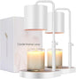 Candle Warmer Lamp 2 Pack Adjustable Height Dimmable Candle Lamp Warmer with Timer Compatible with Large Jar Candles No Flame Scented Candle Warmer with 2 Bulbs Mothers Day Gift -White