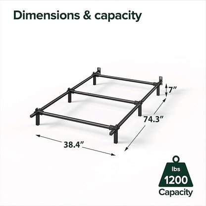 ZINUS 7 Inch Compack® Metal Bed Frame, Support Bed Frame for Box Spring and Mattress Set, Black, Twin