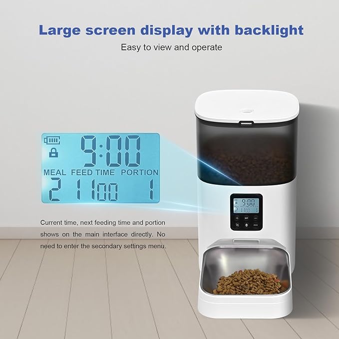 Automatic Cat Feeder, 4L Cat Food Dispenser with 10s Voice Recorder, Pet Feeder up to 8 Meals per Day, Timed Cat Feeder with Dry Food Sealed Ring (Jade White, 4L)-Mewly Pet