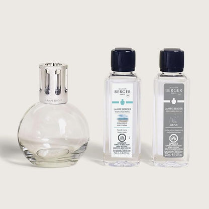 MAISON BERGER Lampe Berger Giftset - Starter Round - Home Fragrance Diffuser - Includes 2 Fragrances So Neutral and Ocean Breeze - 250 milliliters - 8.45 Fluid Ounces