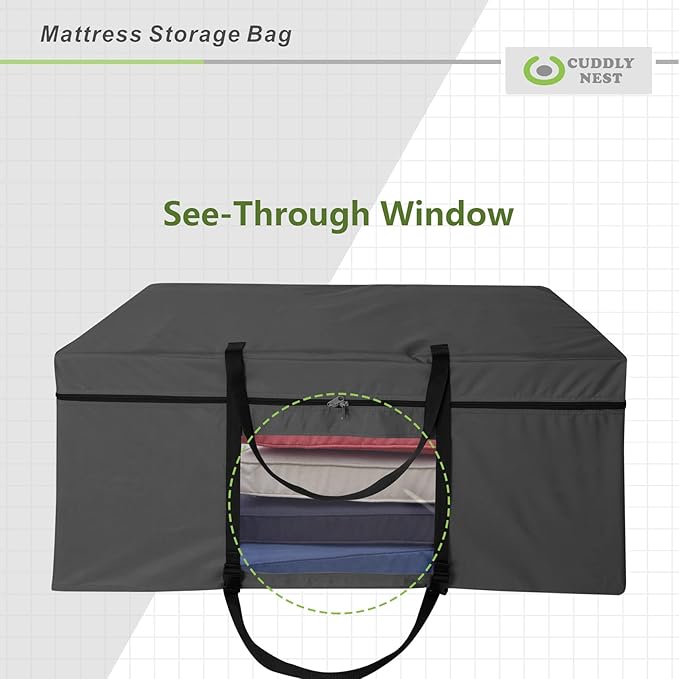 Cuddly Nest Folding Mattress Storage Bag - Heavy Duty Carry Case for Tri-Fold Guest Bed (Fits 4" Single Mattress,Black)