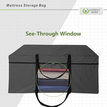 Cuddly Nest Folding Mattress Storage Bag - Heavy Duty Carry Case for Tri-Fold Guest Bed (Fits 4" Single Mattress,Black)