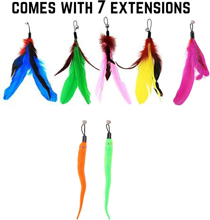 Smokey's Stash Interactive Cat Toy Wand 2pc Cat Fishing Pole Cat Toy for Indoor Cats with Feather and Funny Toy Refills to Drive Kittens Crazy-Mewly Pet