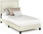 Furinno Laval Double Row Nail Head 12PC Slat Style Bed Frame, Twin, Linen