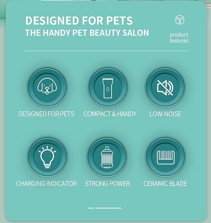 Dog Cat Home Hair Waterproof Clipper Portable Electric USB Rechargeable Pet Grooming Tools Low Noise Shaver Cordless Trimmer for Small and Large Pets-Mewly Pet